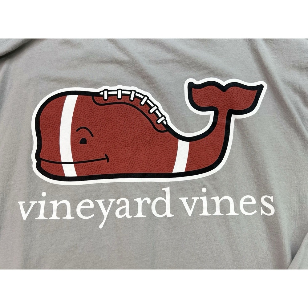 Vineyard Vines Football Long Sleeve T-Shirt Mens Large Grey Whale Logo Preppy - Picture 7 of 16